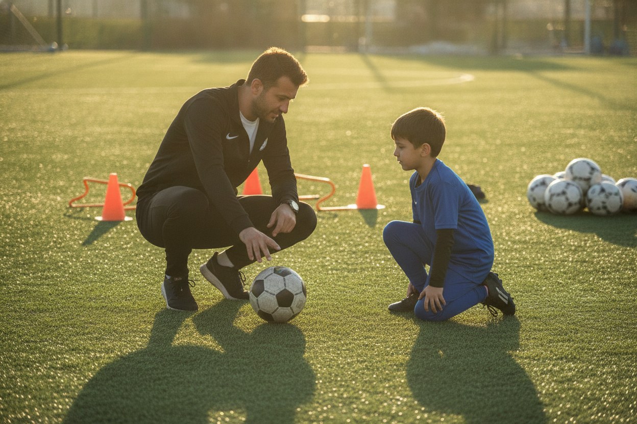 Koç Emre Karaca sahada bireysel antrenman yaptırırken